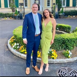 Dreamy Date Light Green Surplice Midi Dress